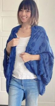 NWT Cozy Blue Embroidered Floral Cover Up Kimono Size: Small