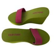 COLIN STUART Pink Green Y2K Wedges Sandals Size 8