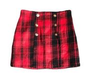 NWT Hyfve Red and Black Plaid Mini Skirt