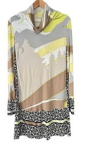 Dress Cowl Neck Long Sleeve Tree Print Viscose Size 44 IT 10 US