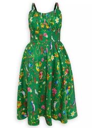 Disney Parks Enchanted Tiki Room Sundress Green All Over Print Midi Length