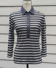 Tory Burch Pima Cotton Striped 3/4 Sleeve Polo