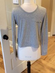 Long Sleeve Crop Top Gray Womens M