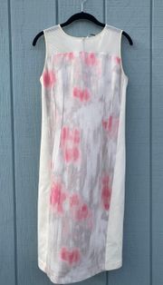 White Shift Dress With Pink Floral Detail