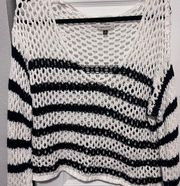 Cotton On Knitted blue and white striped Sweater V Neck in small