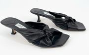 Jimmy Choo Black Nappa Leather Avenue 50 Mule Slide Heel Size IT 37.5 US 7.5