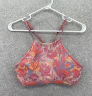 Prana Women's Swim tank Pink Size Medium Floral Cross Back Lined