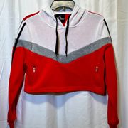 Vintage Y2K Baby Phat Cropped Hoodie Zip Pockets Red White Women's Size Large