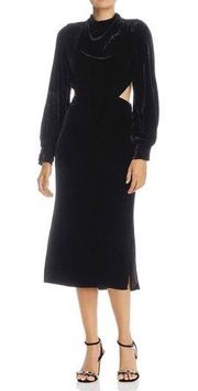 NEW FAME AND PARTNERS Velvet Long Sleeve Mock Midi Dress