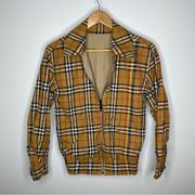 Burberry Harrington Reversible Rainbow Check Nova Plaid Jacket Tan Xxs S Rare