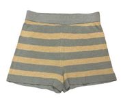 Free people beach FP women's medium shorts knit stripe yellow tan stripe sweater