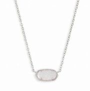 Kendra Scott Elisa Silver Pendant Necklace in Iridescent Drusy