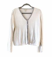 Sigrid Olsen Sport White Gray Striped Cardigan L