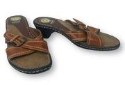 Earth Spirit USA Brown Gelron 2000 Leather Slip On Heeled Sandals Size 7.5