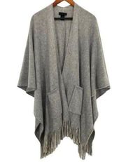 Steve Madden Women’s Fringe Rib Knit Poncho Sweater