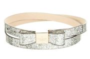 Kate Spade Silver Glitter Leather Bow Belt XL