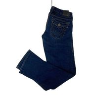 True Religion Womens Billy Big QT Dark Wash Flap Pockets Bootcut Jeans Size 28