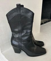Antonio Melani Hoss Size 8.5M Women’s Black Leather High Heeled Western Boots