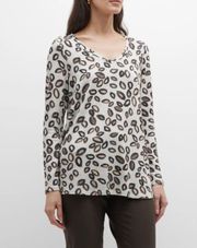 NIC+ZOE Tossed Neutrals Abstract  Print Thick Fabric Women’s Tee Size Large