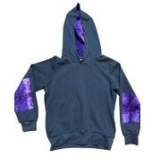 Lemlem womens charcoal hoodie with purple satin accents sz M