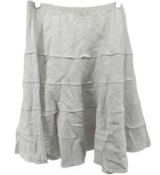 Soft Surroundings Summer Fun Skirt Linen Tiered A Line Knee Length White L