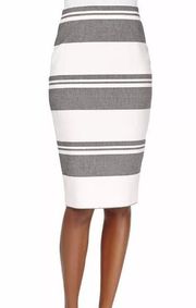 RARE!! Elizabeth and James Gray White Striped Pencil Skirt