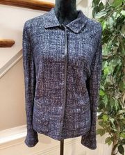 Bloomingdale's Basler Women Blue Polyester Long Sleeve Casual Jacket Blazer 46