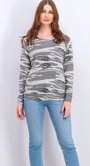 Alternative Women’s Slouchy Grey Camo Pullover Top, EUC, Size Small, MSRP $69