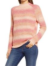 CASLON Women's Smocked Turtleneck Pullover Knit Sweater Pink Space Dye Size XS