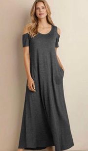 Electra Cold Shoulder Maxi Dress Heather Grey Medium