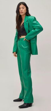 Faux Leather Tailored Straight Leg Pants