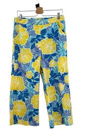 Lilly Pulitzer Vintage Blue Floral Bahama Mama Wide Leg Pants Size 8