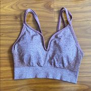 Zella Long Line Burgundy Heathered Sports Bra