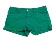 Armani Exchange Green Denim Cuffed Shorts