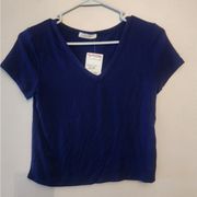 Olivia rea cropped top shirt navy blue size small