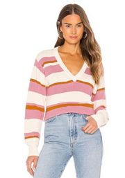 Vneck Negin Pink & Gold Stripe Sweater