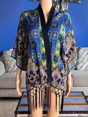 FLYING TOMATO Kimono Boho Fringe Cardigan