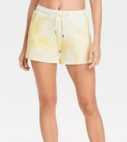 by Target Women's Soft Fleece Lounge Shorts Tie dye yellow/white Large
