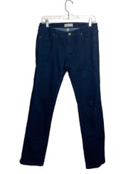 Factory Rinse Dark Wash Mid-rise Straight Leg Jeans