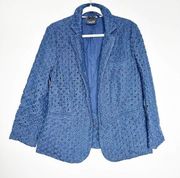 Nanette Lepore Navy Blue Eyelet Blazer Size Large