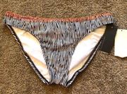 NEW NWT KENNETH COLE REACTION Brown White Zebra Hipster Swim Bikini BOTTOM Small