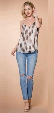 Lavender Brown Animal Print Tank XS Cheetah Leopard Tan Brown Top Blouse Revolve