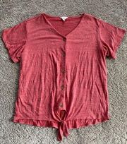 Weatherproof women’s large red shirt sleeve button up top