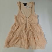 Wet Seal Top Womens Extra Small XS Blush Sleeveless Ruffled Lace Babydoll Blouse