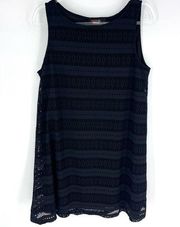 Renee C. Crocheted Tank Dress Lined Black Size Large