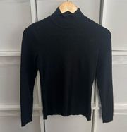 St. John Black Mock Neck Wool Sweater