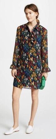 Tory Burch Livia Iris Garden Floral Midi Dress in Navy Multi sz 6 - altered