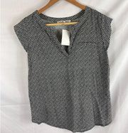 NWT Ava Christine Patterned V Neck Blouse Small