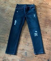 White House Black Market distressed straight crop 2 dark wash jeans