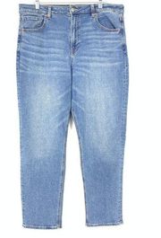 American Eagle Women's Size 14 High Rise Mom Jeans Light Wash Denim Blue *READ